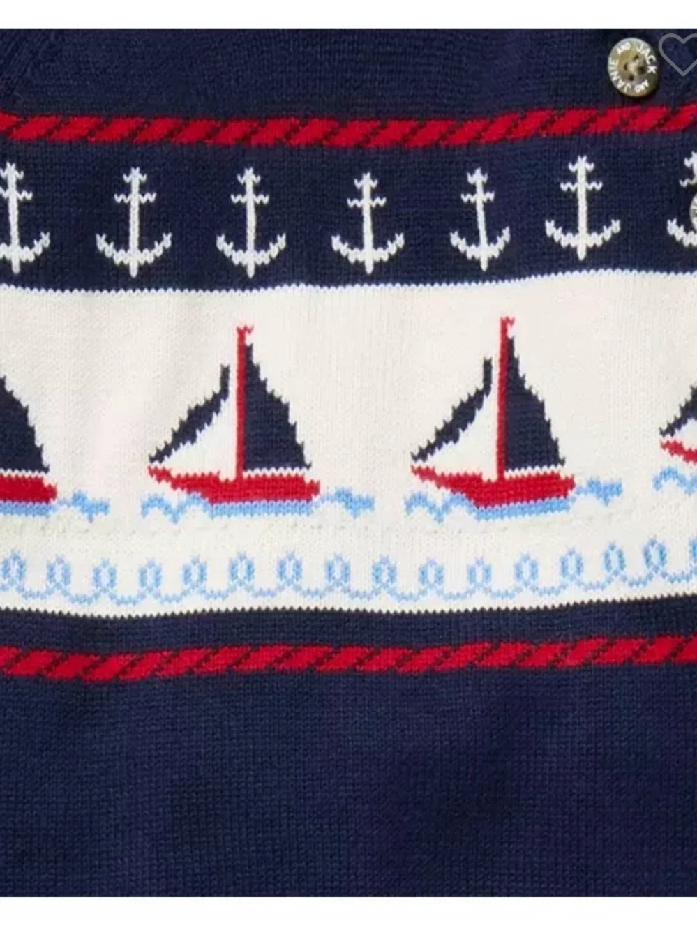 Janie and Jack Navy, White & Red Nautical Sailboat Knit One-Piece